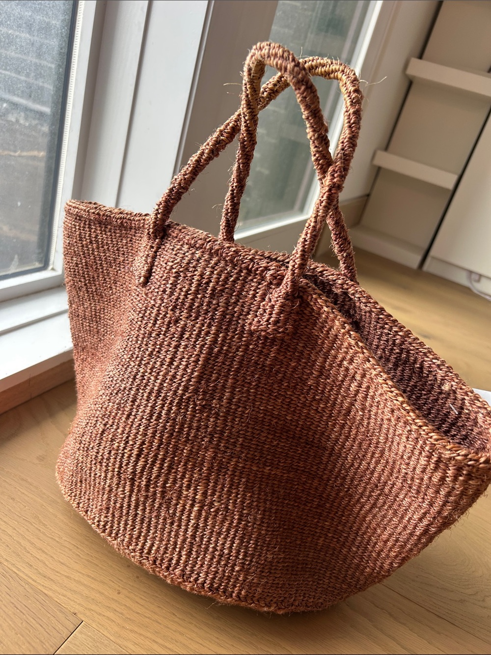 Woven Straw Tote Bag in Warm Brown - Versatile Everyday Carry